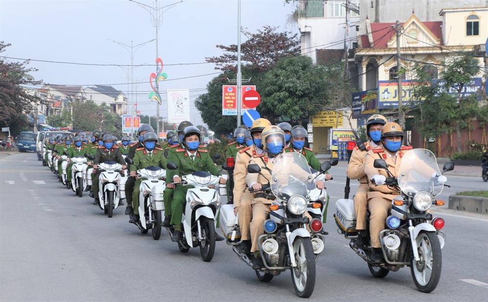 Lực lượng Công an nhân dân ra quân đảm bảo an ninh, trật tự Tết Nguyên đán Giáp Thìn 2024.