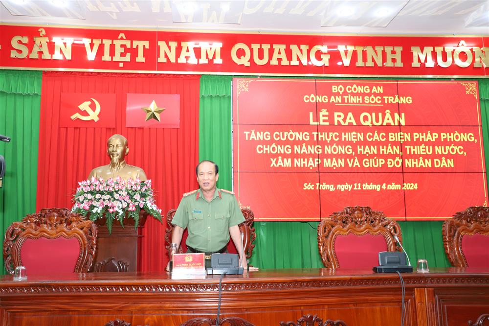 Đại tá Phạm Quốc Việt, Phó Giám đốc Công an tỉnh Sóc Trăng phát biểu chỉ đạo.