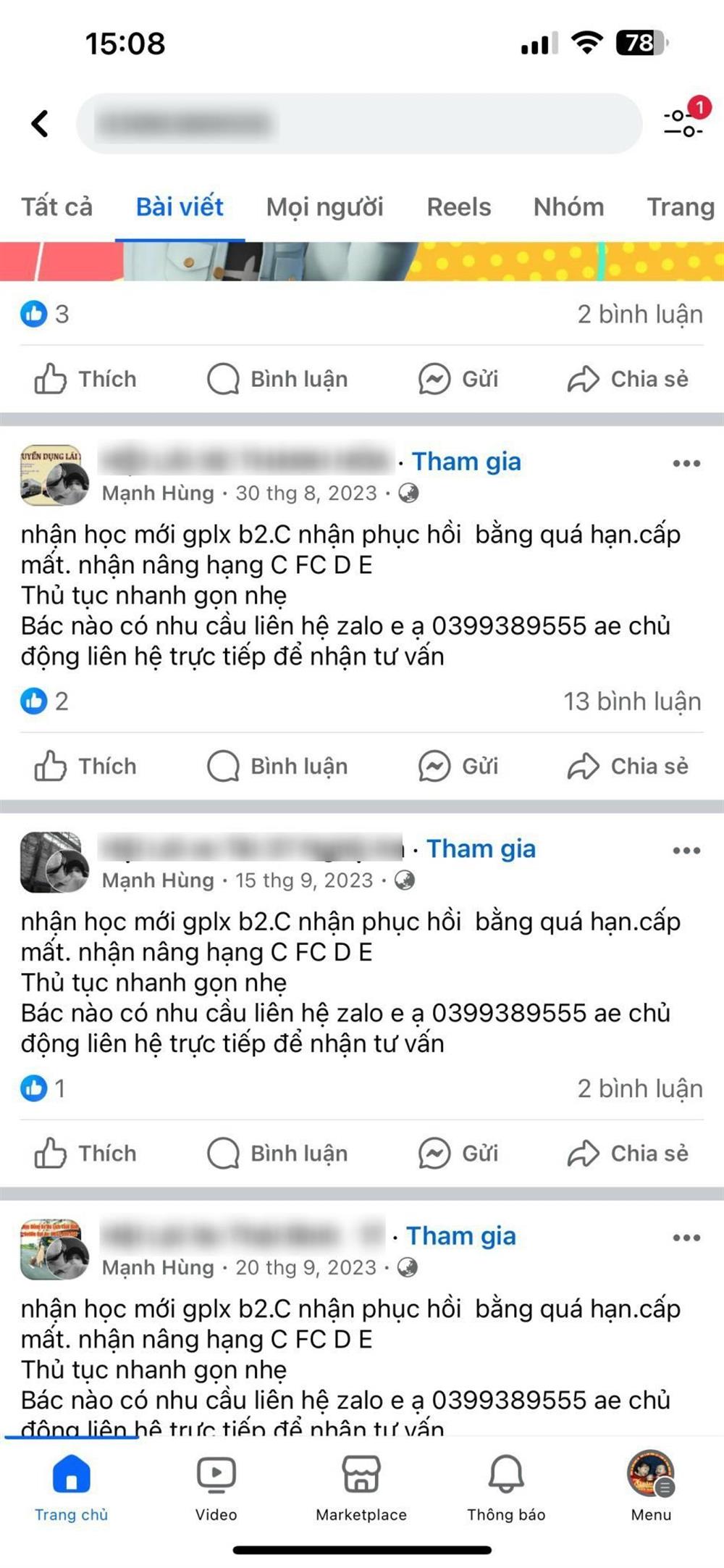 Các bài viết đối tượng Nguyễn Văn Hùng đăng tải lên mạng xã hội để lừa đảo chiếm đoạt tài sản.