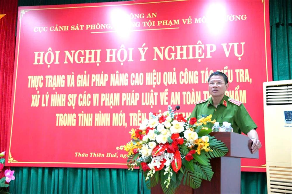 Trung tướng Trần Minh Lệ phát biểu tại Hội nghị.