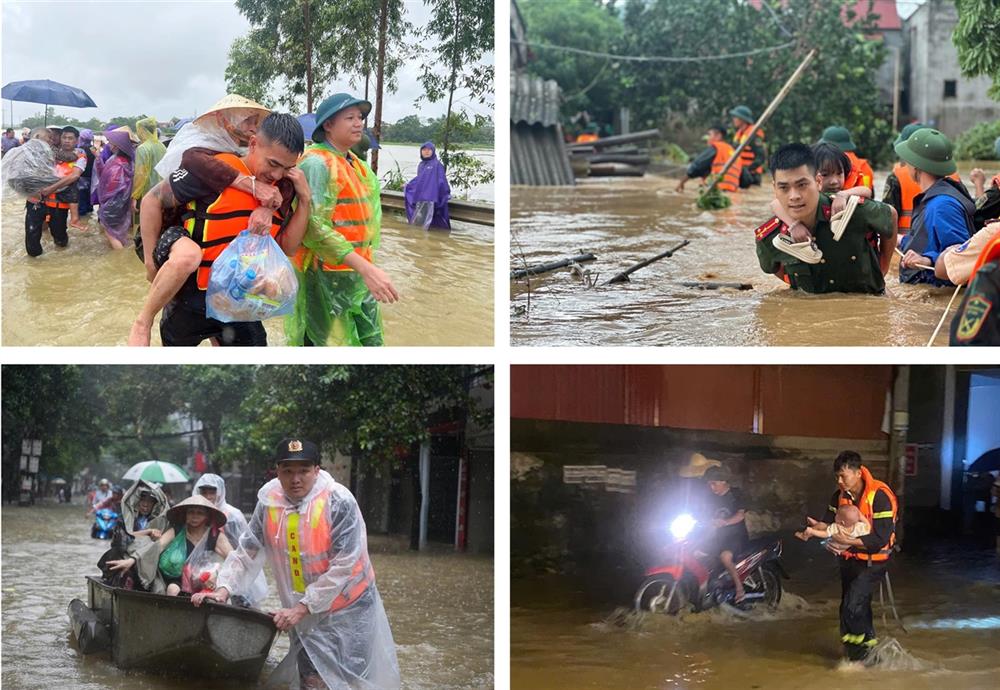 Lực lượng Công an vận động sơ tán hàng chục nghìn người dân trong bão lũ, giúp dân khắc phục hậu quả thiên tai, nhất là trước sức tàn phá khốc liệt của cơn bão lịch sử YAGI.  