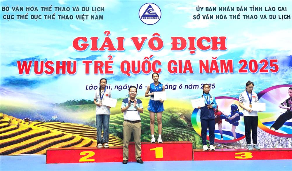 Vận động viên Nguyễn Thị Trà My, Đội tuyển Wushu Công an nhân dân xuất sắc giành Huy chương Vàng hạng cân 52kg nữ.