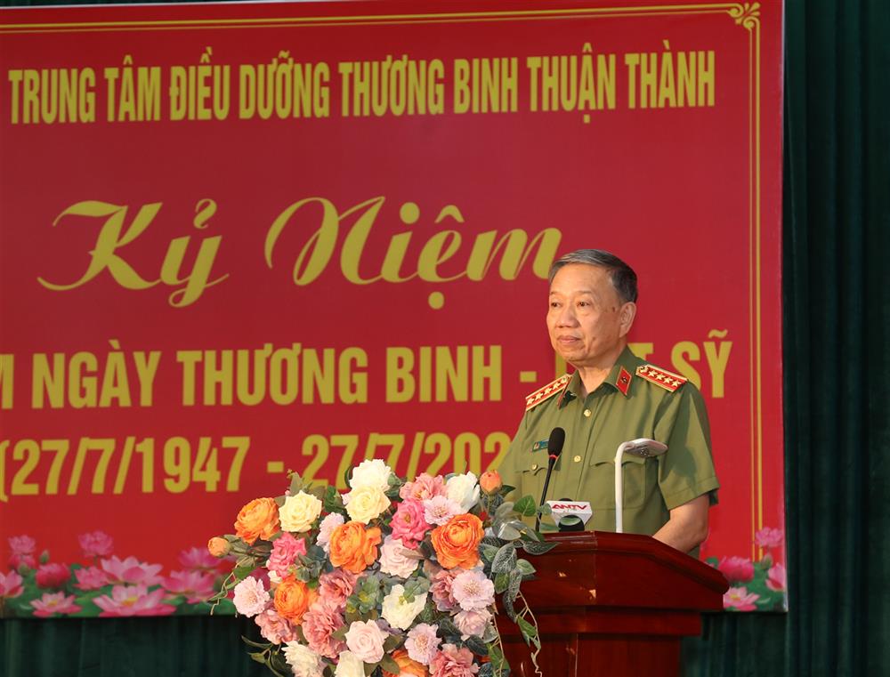 Bộ trưởng Tô Lâm phát biểu tại buổi thăm.