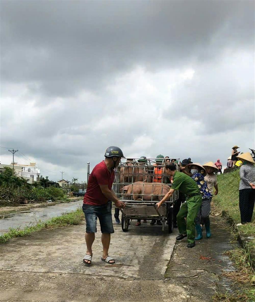 Công an TP Hải Dương giúp dân tránh lũ.