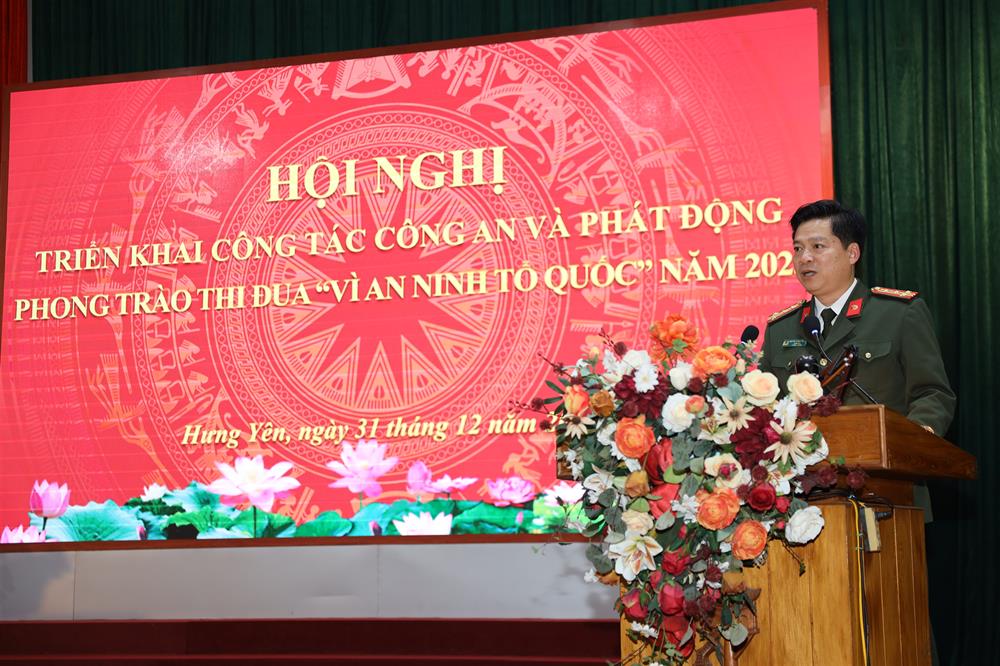 Đại tá Nguyễn Thanh Trường, Giám đốc Công an tỉnh chủ trì Hội nghị.