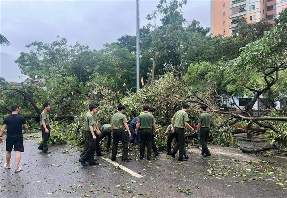 500 sinh viên Học viện An ninh nhân dân hỗ trợ người dân dọn dẹp sau bão.