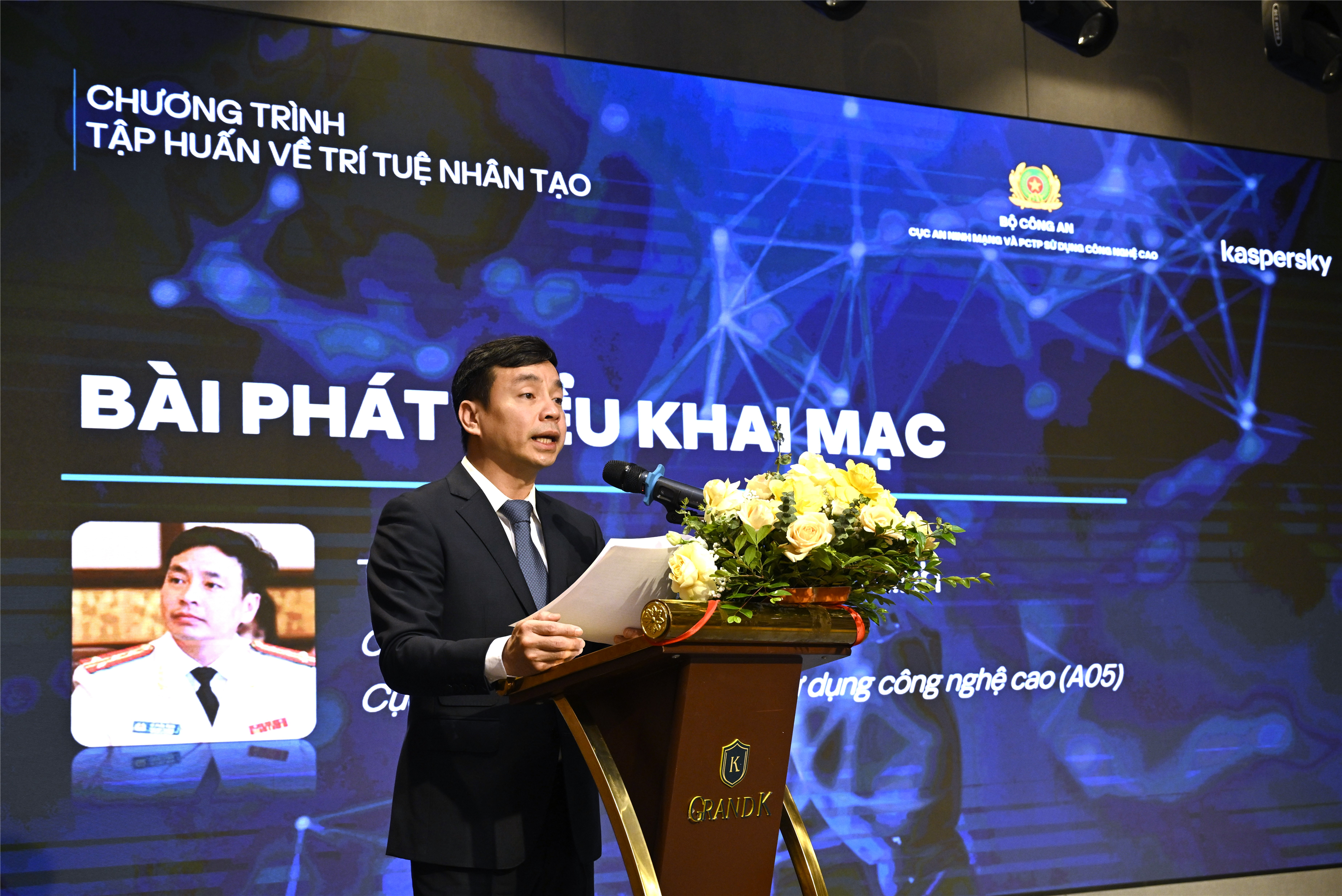 Thiếu tướng Lê Xuân Minh, Cục trưởng Cục An ninh mạng và phòng chống tội phạm sử dụng công nghệ cao phát biểu khai mạc chương trình.