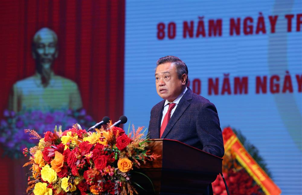 Chủ tịch UBND thành phố Hà Nội Trần Sỹ Thanh đã trình bày diễn văn Lễ kỷ niệm.