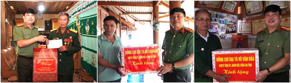 Đại tá Vũ Văn Đấu trao quà tặng các thương, bệnh binh.