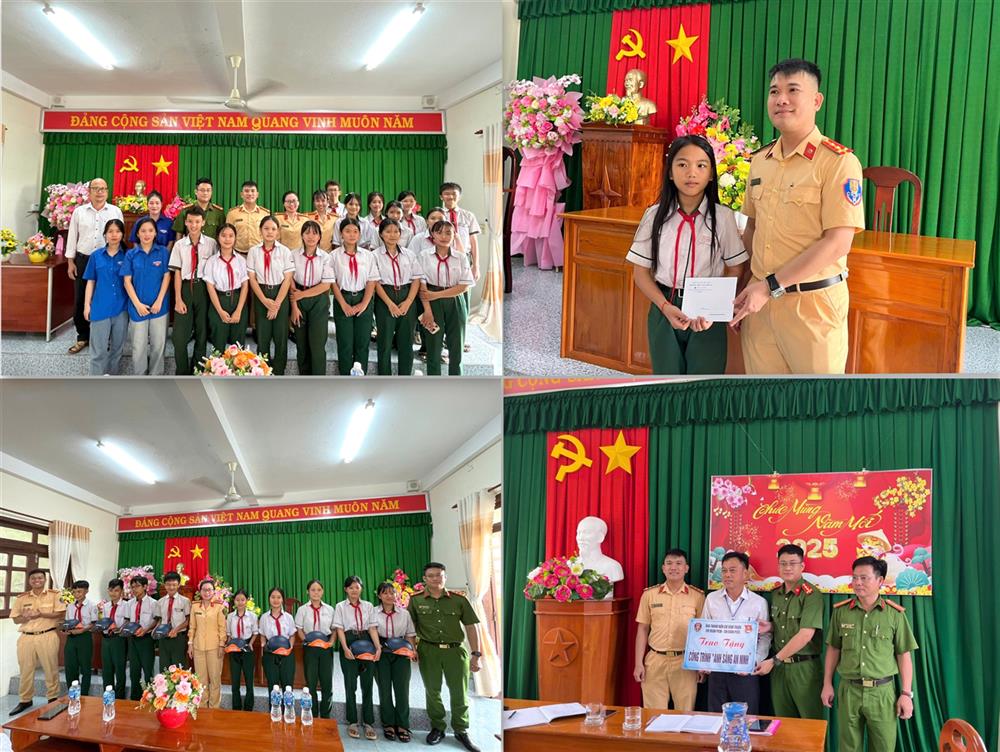 Chi đoàn Phòng Cảnh sát giao thông và Chi đoàn Phòng Cảnh sát Kinh tế Công an tỉnh vừa phối hợp trao tặng công trình “Ánh sáng an ninh” cho UBND xã Ngũ Phụng (huyện Phú Quý), qua đó lắp đặt 03 bóng đèn tại các tuyến đường liên xã. Tuyên truyền pháp luật về trật tự an toàn giao thông và khẳng định chủ quyền về biển đảo cho các em học sinh tại Trường THCS Ngũ Phụng. Đặc biệt, 02 Chi đoàn cũng quyết định nhận đỡ đầu 03 học sinh có hoàn cảnh khó khăn, có thành tích cao trong học tập; đồng thời, trao tặng 30 lá cờ Tổ quốc cho ngư dân trên đảo.