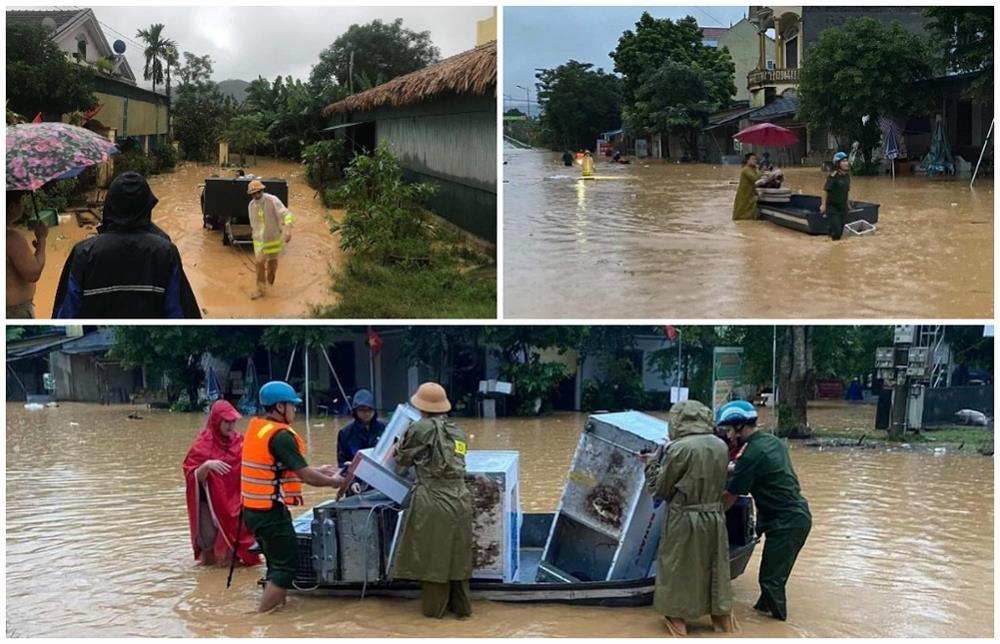 Công an các địa phương huy động lực lượng tham gia di chuyển tài sản và đưa người dân đến vùng an toàn.