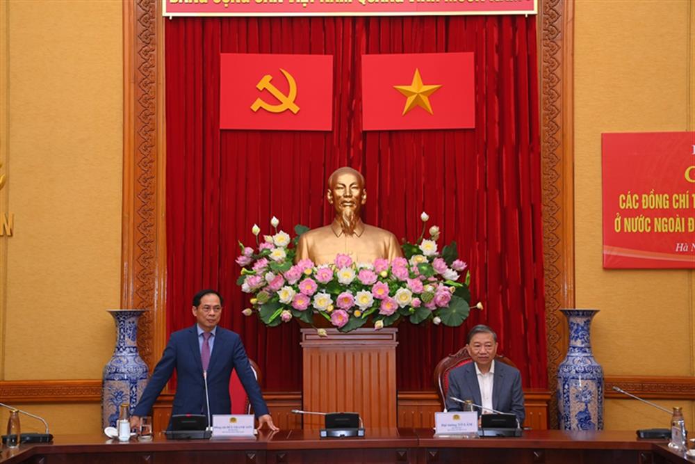 Bộ trưởng Bộ Ngoại giao Bùi Thanh Sơn phát biểu tại buổi gặp mặt.