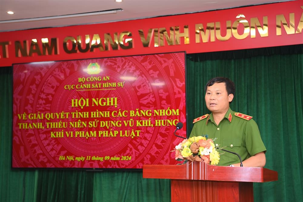 Trung tướng Trần Ngọc Hà, Cục trưởng Cục Cảnh sát hình sự Bộ Công an phát biểu chỉ đạo tại Hội nghị.