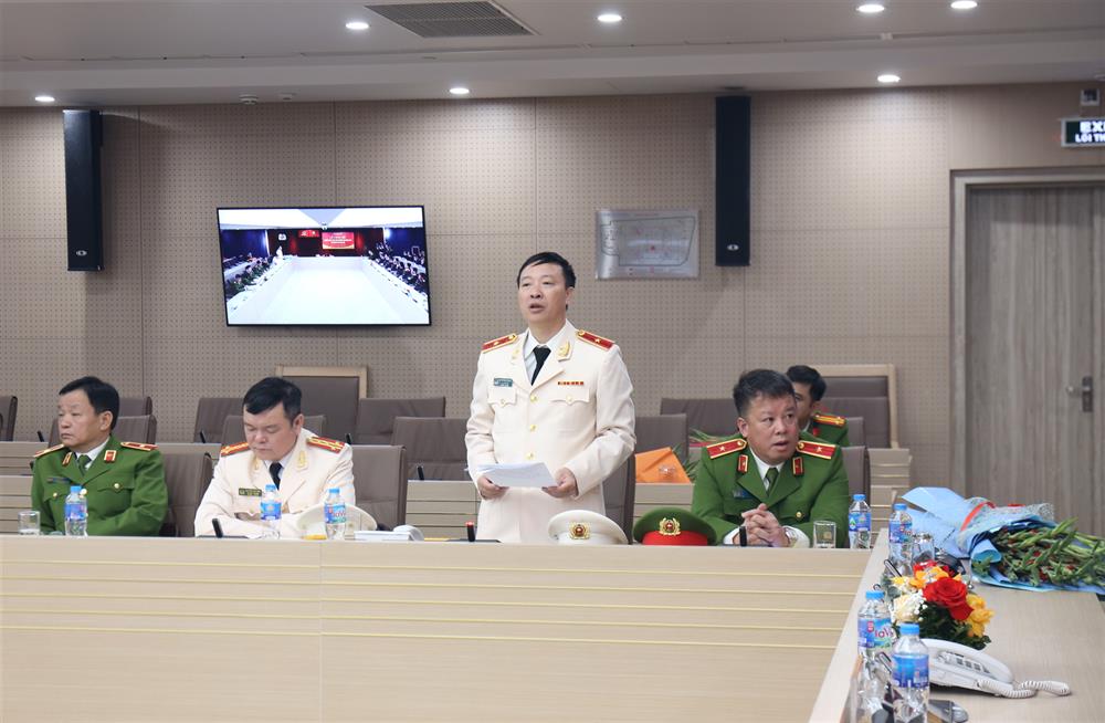 Thiếu tướng Nguyễn Ngọc Cương, tân Cục trưởng Cục Cảnh sát QLHC về TTXH phát biểu tại Lễ công bố.