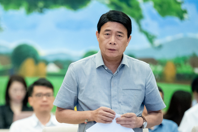 Thứ trưởng Lê Quốc Hùng báo cáo tại phiên họp.