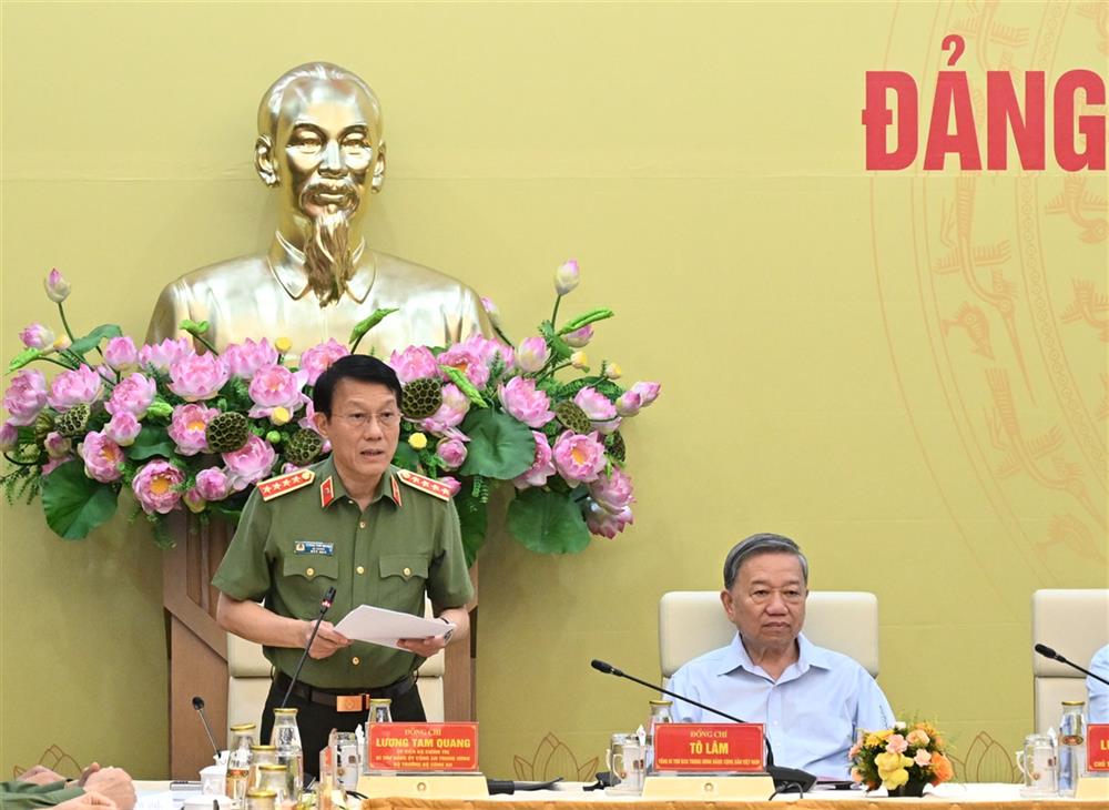 Đại tướng Lương Tam Quang, Bí thư Đảng ủy CATW, Bộ trưởng Bộ Công an phát biểu khai mạc Hội nghị.